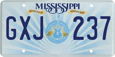 MS license plate GXJ237
