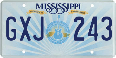 MS license plate GXJ243