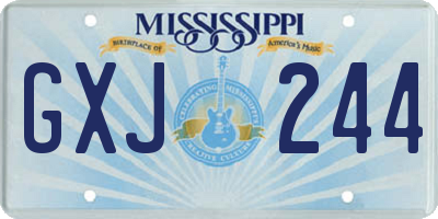 MS license plate GXJ244