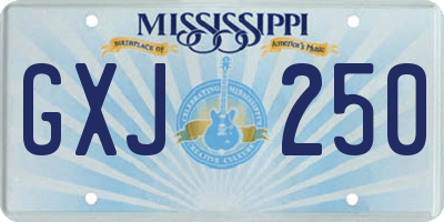 MS license plate GXJ250