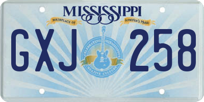 MS license plate GXJ258