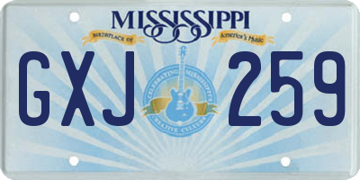 MS license plate GXJ259
