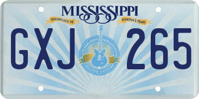 MS license plate GXJ265