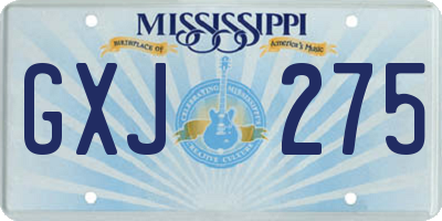 MS license plate GXJ275
