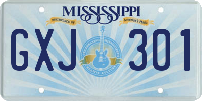 MS license plate GXJ301