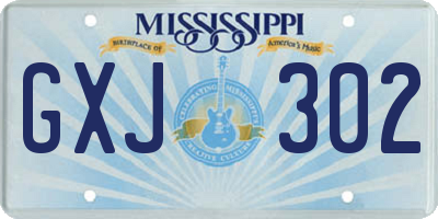 MS license plate GXJ302