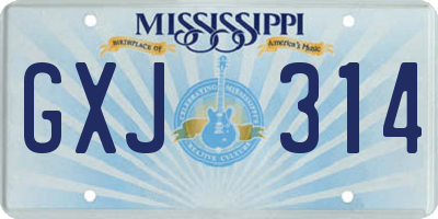 MS license plate GXJ314