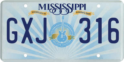 MS license plate GXJ316