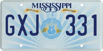 MS license plate GXJ331