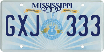 MS license plate GXJ333
