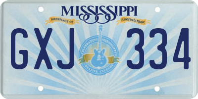 MS license plate GXJ334