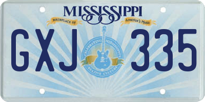 MS license plate GXJ335
