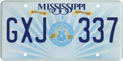 MS license plate GXJ337