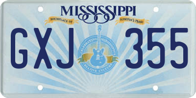 MS license plate GXJ355