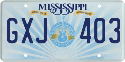 MS license plate GXJ403