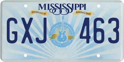 MS license plate GXJ463
