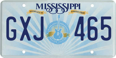 MS license plate GXJ465