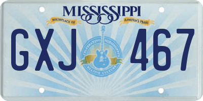 MS license plate GXJ467