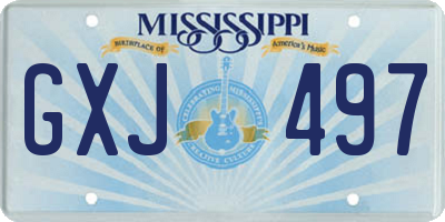 MS license plate GXJ497