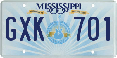 MS license plate GXK701