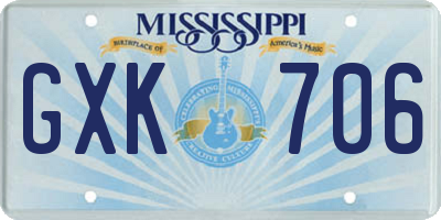 MS license plate GXK706