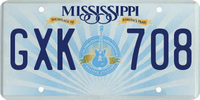 MS license plate GXK708