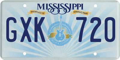 MS license plate GXK720