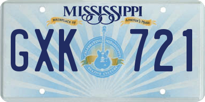MS license plate GXK721