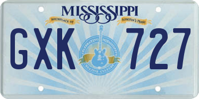 MS license plate GXK727