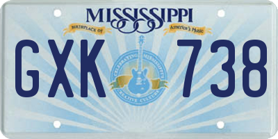 MS license plate GXK738