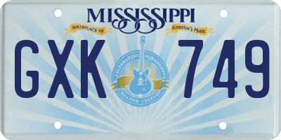 MS license plate GXK749