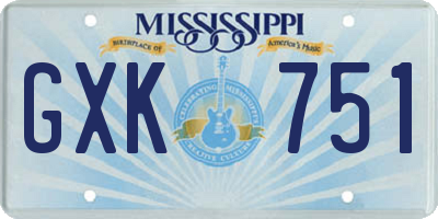MS license plate GXK751