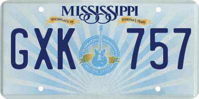 MS license plate GXK757