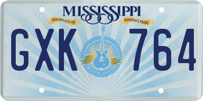 MS license plate GXK764