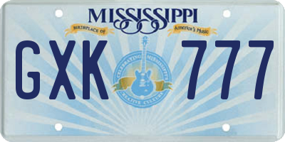 MS license plate GXK777