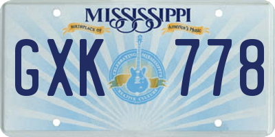 MS license plate GXK778