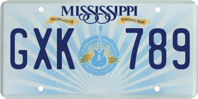 MS license plate GXK789