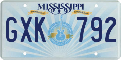 MS license plate GXK792