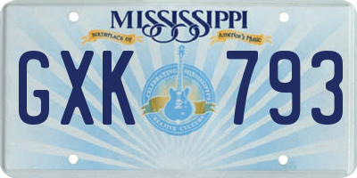 MS license plate GXK793