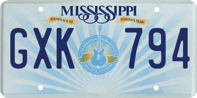 MS license plate GXK794