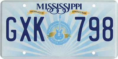 MS license plate GXK798