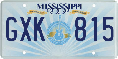 MS license plate GXK815