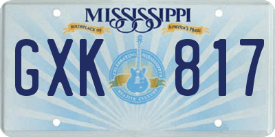 MS license plate GXK817