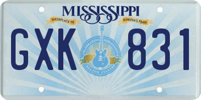 MS license plate GXK831