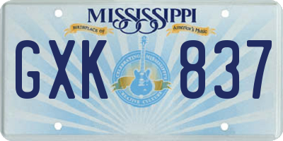 MS license plate GXK837