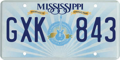 MS license plate GXK843