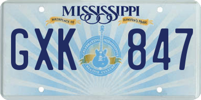MS license plate GXK847