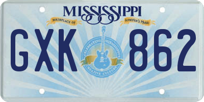 MS license plate GXK862