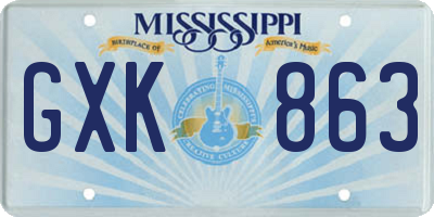 MS license plate GXK863