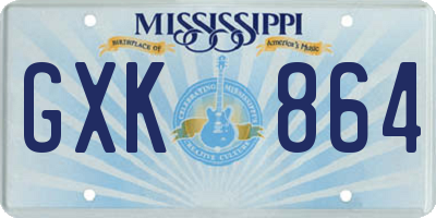 MS license plate GXK864